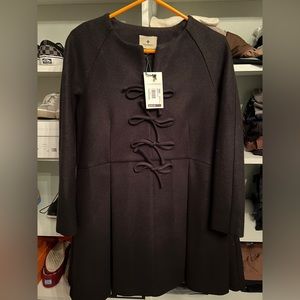 NWT Tuckernuck Blair bow wool dress black